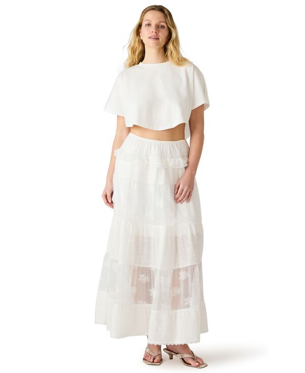スティーブ マデン レディース ボトムスカート Steve Madden Women's Tarryn Fla red Loose-Fit Skirt White Lace ホワイト|ReVida 店