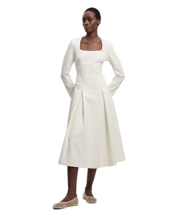 カレンミレン レディース トップス ワンピース ミディ Karen Millen Women'stretch Sweetheart Neck Midi Dress Ivory アイボリー｜ReVida 店