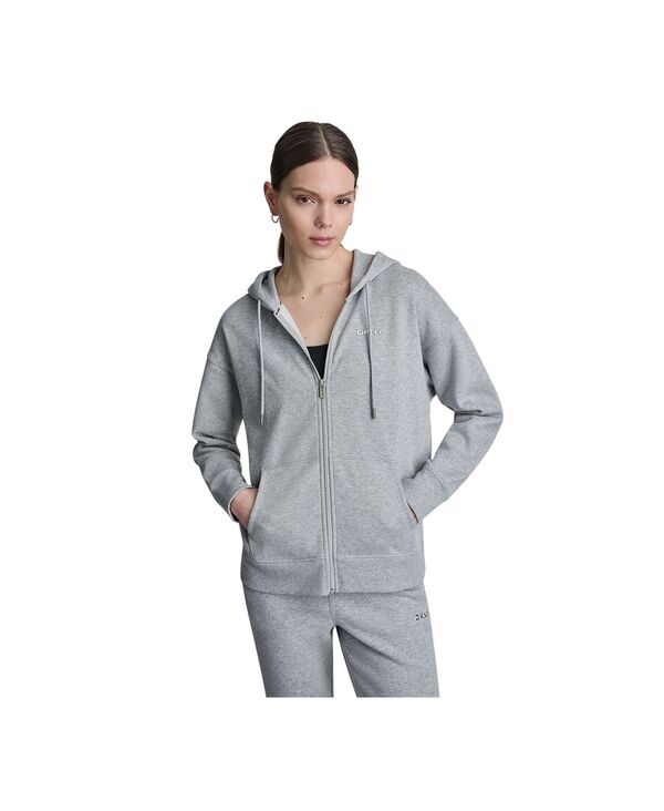 ダナ キャラン ニューヨーク レディース アウター パーカー・スウェットール ロゴ DKNY Sport Women's Metallic Bubble Logo Full-Zip Hoodie Pearl Grey Heather パール|ReVida 店