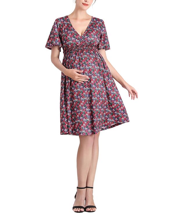 キミアンドカイ レディース トップス ワンピース Vネック マタニティ kimi + kai Maternity Evin V-Neck Nursing Dress Multicolo red マルチカラー｜ReVida 店