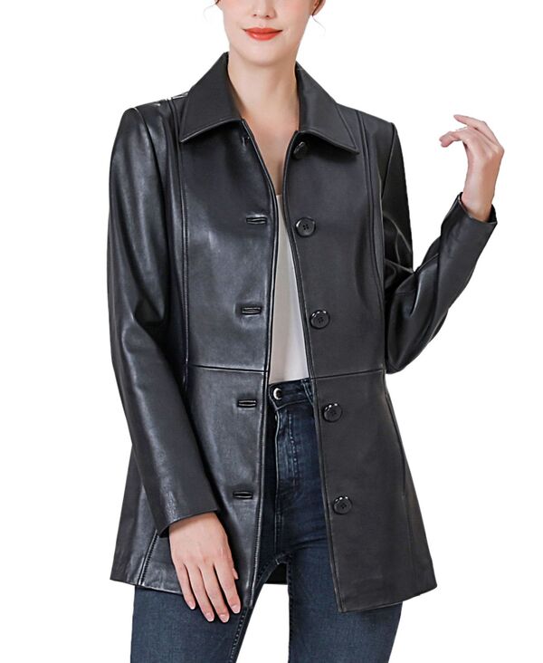 ビージーエスディー レディース アウター ジャケット・ブルゾン コート レザー BGSD Women's Dana Leather Car Coat Black ブラック|ReVida 店