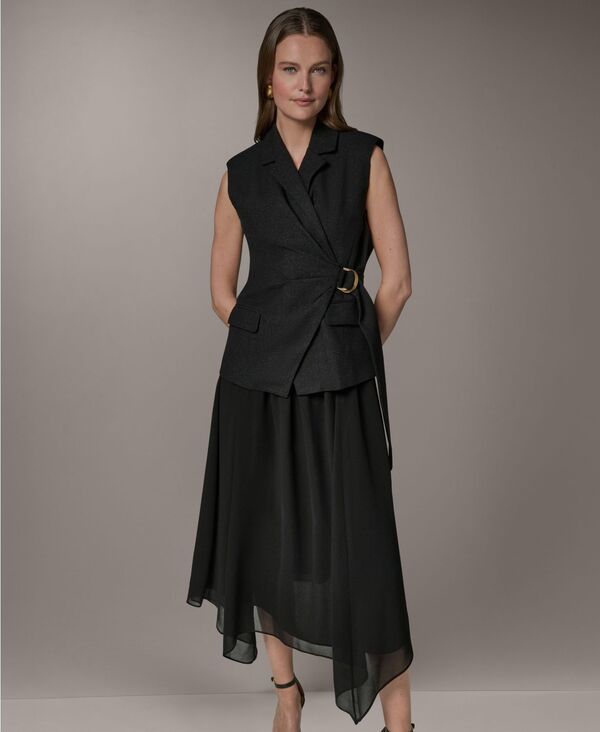 ダナ キャラン ニューヨーク レディース トップス ワンピース ノースリーブ Donna Karanew York Women's Colla red Sleeveless Fit & Flare Dress Black ブラック｜ReVida 店 43,080円