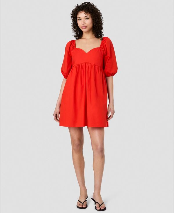 フレンチコネクション レディース トップス ワンピース パフスリーブ ミニ French Connection Women's Puff-Sleeve Sweetheart Neck Mini Dress Candied Apple｜ReVida 店