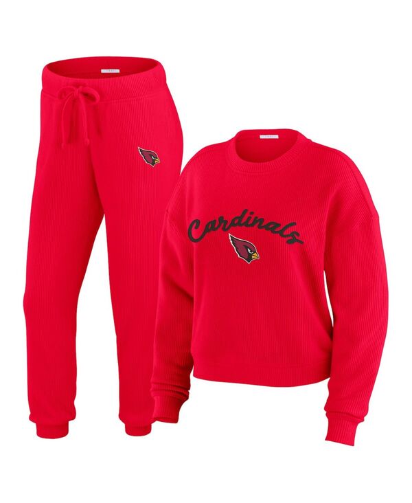 ウェア バイ エリン アンドルーズ レディース トップス Tシャツ プラスサイズ パンツ ニット WEAR by Erin Andrews Women's 2-Piece Cream Arizona Cardinals Plusize Knitted Tri-Blend Long Sleeve T-Shirt & Pants Lounge Set Red レッド｜ReVida 店