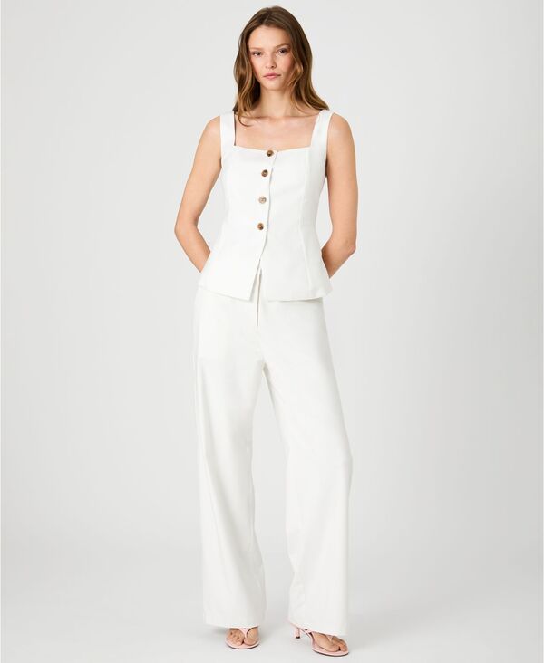 フレンチコネクション レディース トップス シャツ ダウン French Connection Women's Twill Square Neck Button-Down Top Summer Whi|ReVida 店
