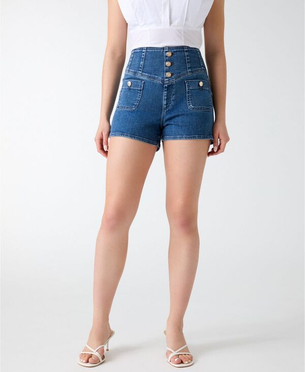 ゲス レディース ボトムス ハーフパンツ・ショーツ ショートパンツ デニム GUESS Women's Janna High-Rise Denim Shorts Akron デニム｜ReVida 店