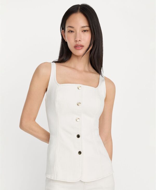 グッドアメリカン レディース トップス シャツ プラスサイズ Good American Women'square Neck Top Regular & Plusize White ホワイト|ReVida 店