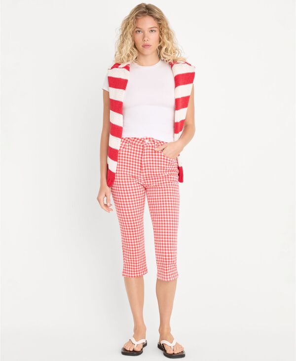 グッドアメリカン レディース ボトムス カジュアルパンツ ギンガムチェック キャップ ギンガム Good American Women's Gingham Capris Pants Pop Gingham Large|ReVida 店