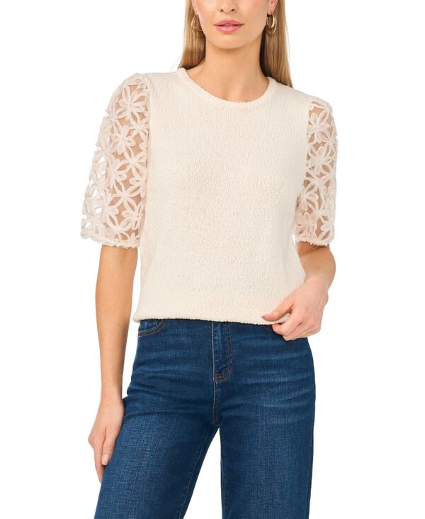 ヴィンスカムート レディース トップス シャツ クルーネック Vince Camuto Women's Textu red Crewneck Top Ivory Mist アイボリー|ReVida 店