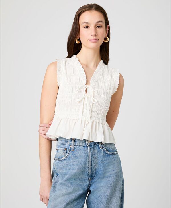 フレンチコネクション レディース トップス シャツ Vネック French Connection Women's V-Neck Tie-Frontop Summer White ホワイト｜ReVida 店