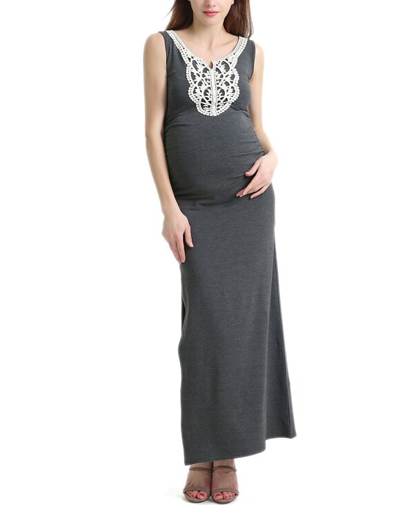 キミアンドカイ レディース トップス ワンピース レーストリム レース マタニティ マキシ kimi + kai Maternity Bethany Lace Trimaxi Dress Gray グレー｜ReVida 店