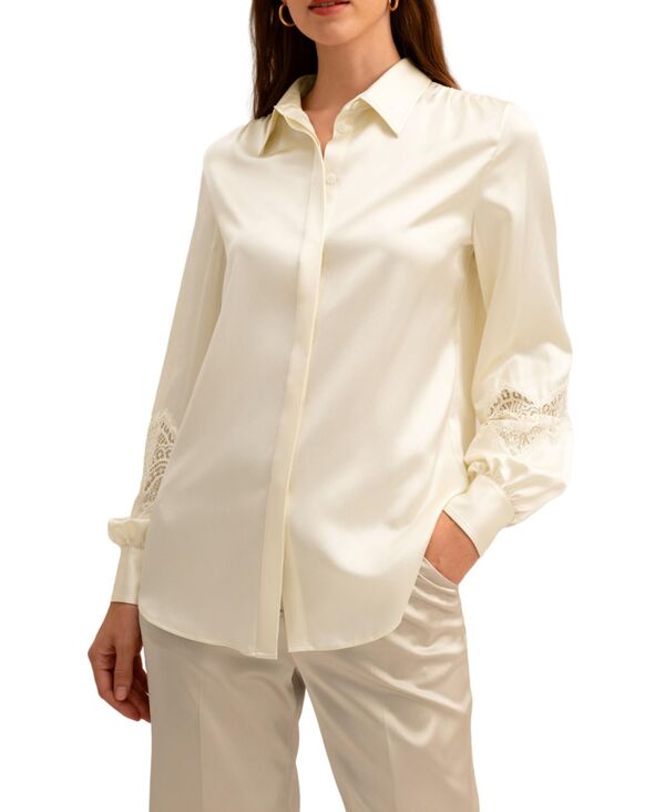 リリーシルク レディース トップス シャツ ブラウス レース LILYSILK Women's Armeria Lace Blouse Lily white ホワイト|ReVida 店