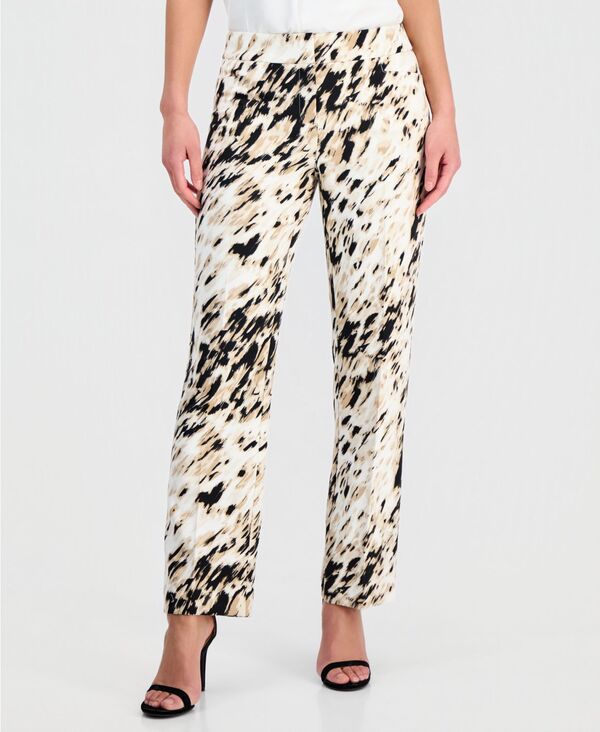 カスパール レディース ボトムス カジュアルパンツ プリント Kasper Women's Animal-Print Straight-Leg Pantsesame Multi マルチカラー｜ReVida 店