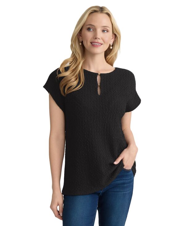 ジョーンズニューヨーク レディース トップス シャツ Jones New York Women's Extended Shoulder Top Jones Black ブラック|ReVida 店