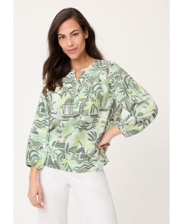 オルセン レディース トップス シャツ プリント ブラウス Olsen Women'safari Printunic Blouse Khaki カーキ|ReVida 店