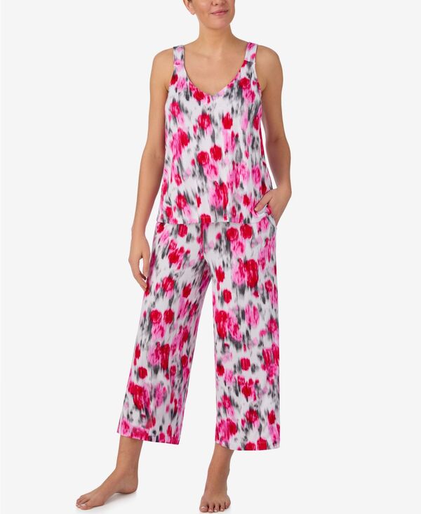 ダナ キャラン ニューヨーク レディース トップス タンクトップ パンツ ノースリーブ DKNY Women'sleepwear Sleeveless Tank Top and Cropants 2-Piece Set Ikat Roses｜ReVida 店