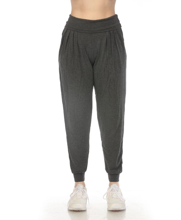 ホワイトマーク レディース ボトムス カジュアルパンツ プリーツ ハイウエスト White Mark Women's High-Waist Pleated Lounge Pants Charcoal チャコール｜ReVida 店
