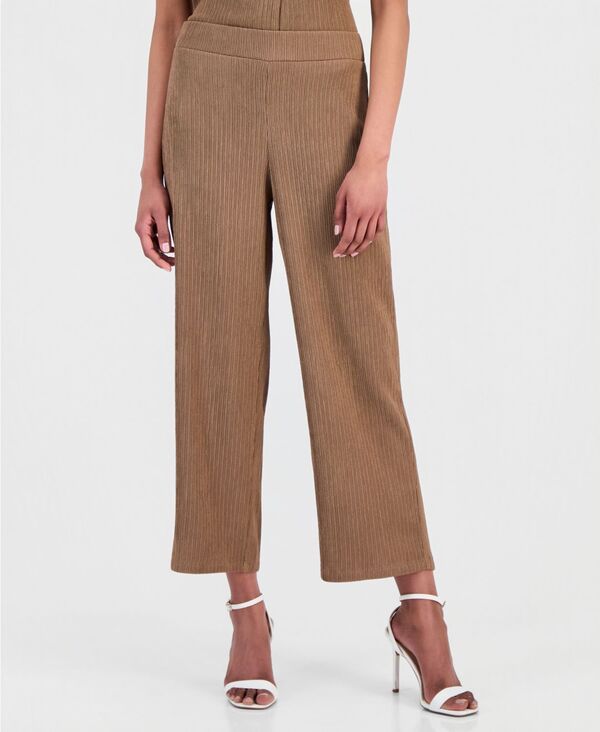 アンクライン レディース ボトムス カジュアルパンツ ニット Anne Klein Women's Crinkle-Knit Pull-On Wide-Leg Pants Cedar Spice｜ReVida 店
