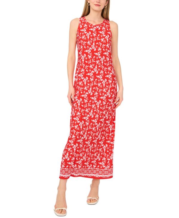 ヴィンスカムート レディース トップス ワンピース クルーネック ノースリーブ マキシ Vince Camuto Women'sleeveless Crewneck Maxi Dress Lobste red レッド|ReVida 店