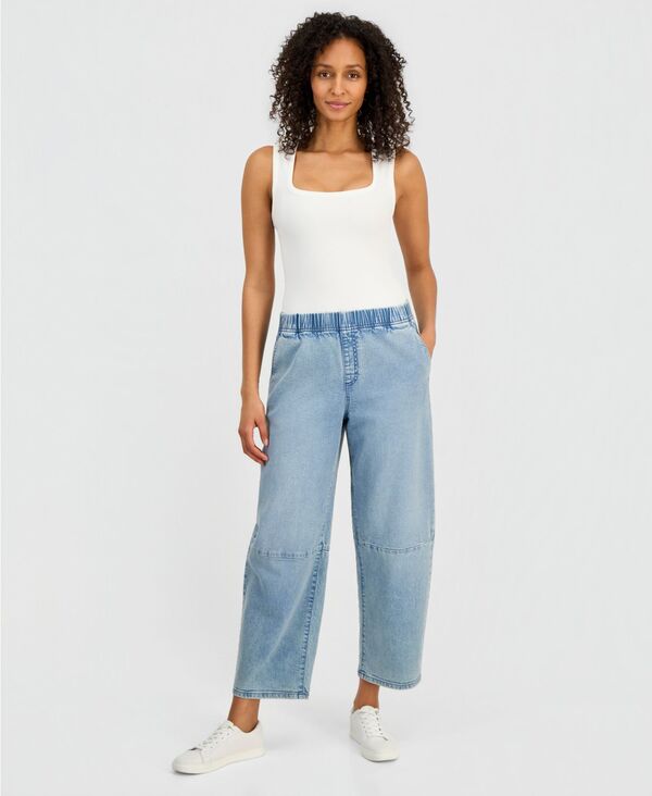 スタイルアンドコー レディース ボトムス デニムパンツ ジーンズ Style & Co Women's High-Rise Pull-On Barrel Jeans Kara Wash｜ReVida 店