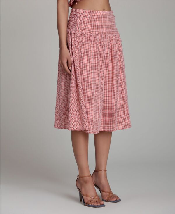 アヴェックレフィーユ レディース ボトムスカート A ライン ミディ Avec Les Filles Women's A-Line Midi Skirt Cream-red クリーム｜ReVida 店