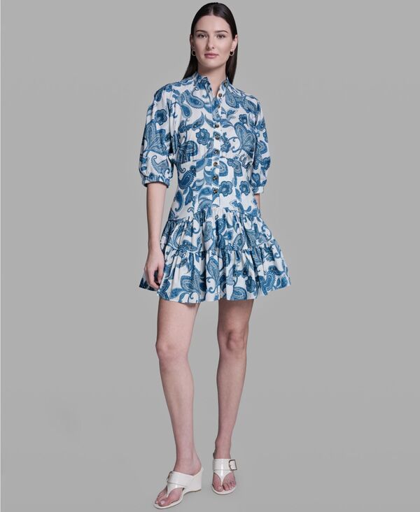 ビーシビージー レディース トップス ワンピース プリント パフスリーブ BCBG Women's Paisley Print Puff-Sleeve Dress Coastal muse multi マルチカラー|ReVida 店