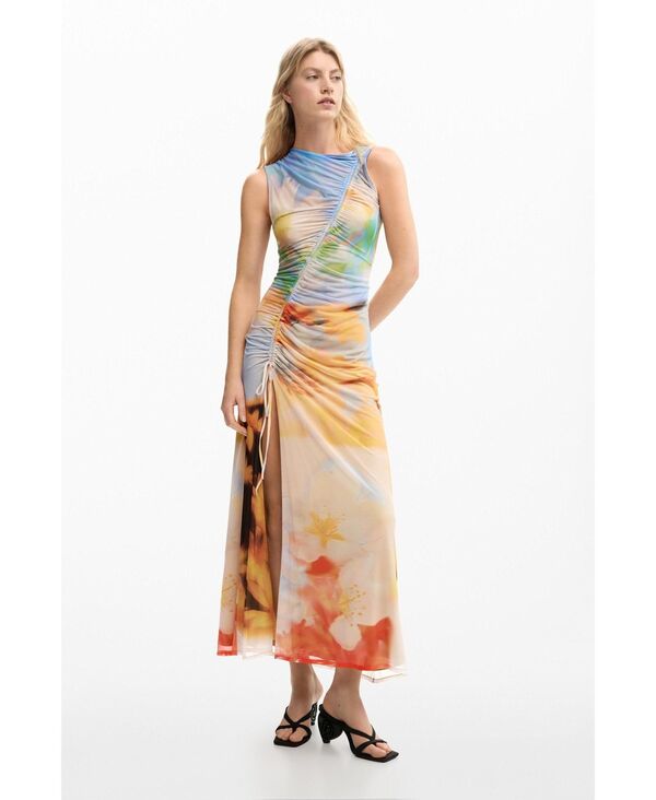 デジグアル レディース トップス ワンピース ドレープ Desigual Women's Draped long dress Multi マルチカラー｜ReVida 店