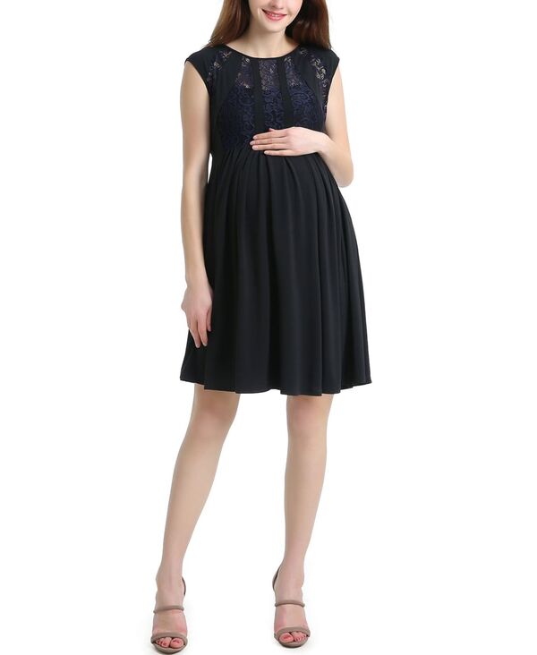 キミアンドカイ レディース トップス ワンピース レーストリム レース マタニティ kimi + kai Maternity Lara Lace Trim Dress Black ブラック|ReVida 店
