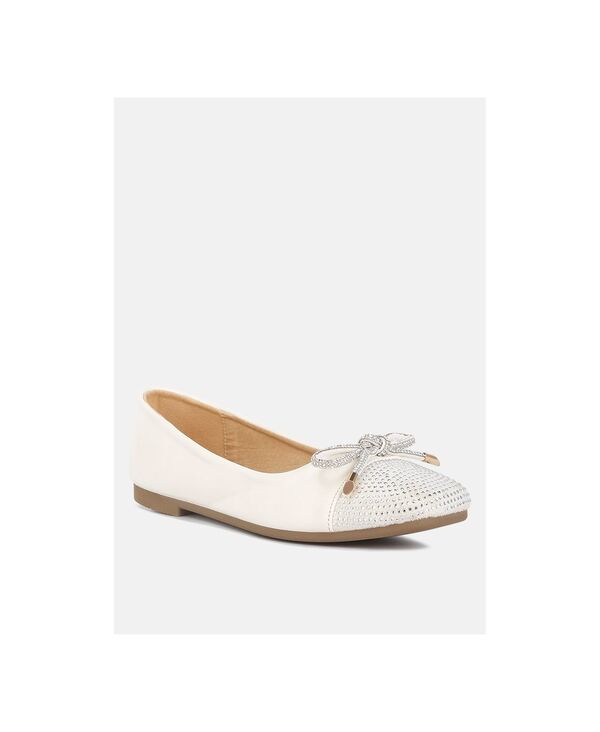 ロンドンラグ レディース シューズ パンプス キャップ London Rag Women's Rhinestones Embellished Toe Cap Ballerinas White ホワイト|ReVida 店