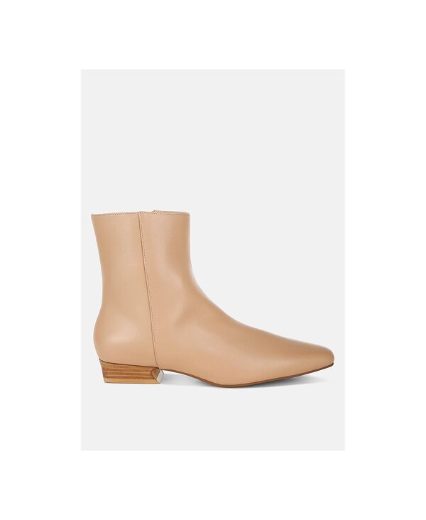 ラグアンドコー レディース シューズ ブーツ・レインブーツ レザー ヒール Rag & Co Rag and Co Womens Obita Fla red Heel Genuine Leather Boots Light beige ベージュ｜ReVida 店