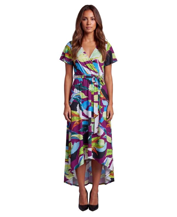24 セブンコンフォート レディース トップス ワンピース Vネック フラワー柄 プチ プリント フラワー 24seven Comfort Apparel Petitessential Floral Print V-Neck Dress Print|ReVida 店