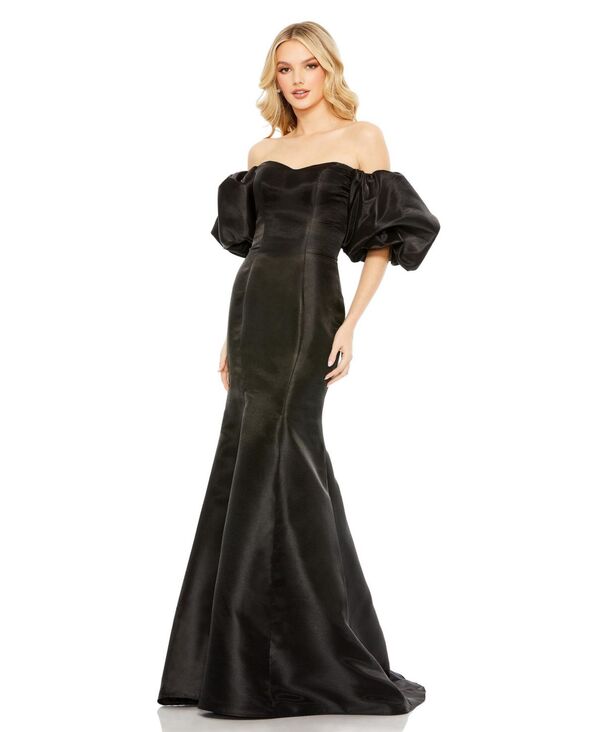 マックダガル レディース トップス ワンピース Mac Duggal Women'sweetheart Off The Shoulder Puff Sleeve Gown Black ブラック|ReVida 店