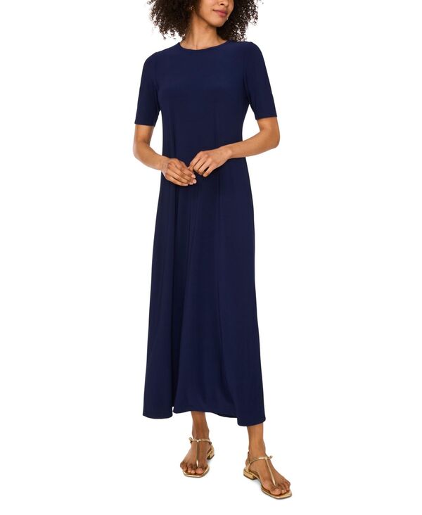 ヴィンスカムート レディース トップス ワンピース マキシ Vince Camuto Women\'s Elbow-Sleeve Maxi Dress Classic Na｜ReVida 店