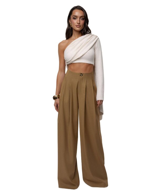 ジェイラックスレーベル レディース ボトムス カジュアルパンツ JLUXLABEL Women's Polished Pleatrouser Beige ベージュ|ReVida 店