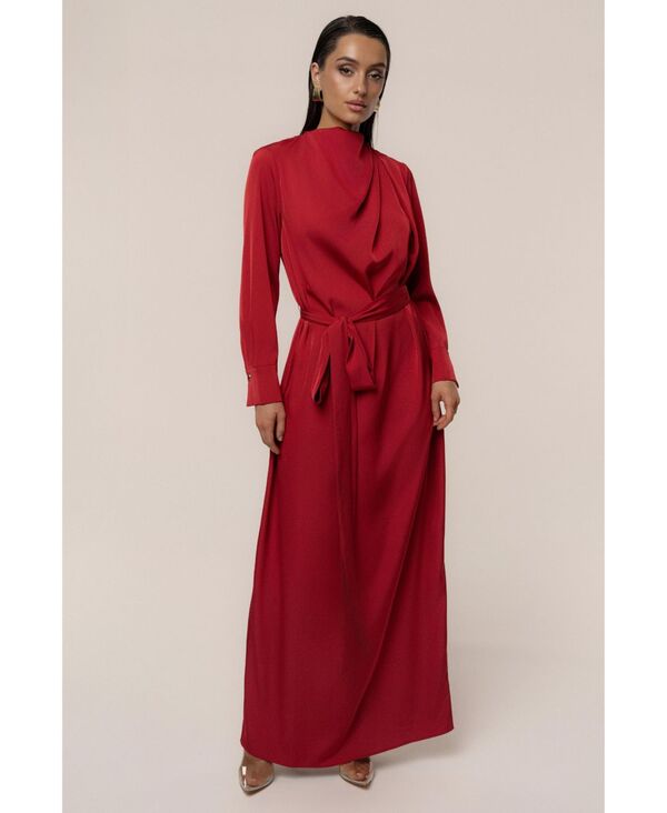 ジェイラックスレーベル レディース トップス ワンピース サテン マキシ JLUXLABEL Women's Victoria Satin Maxi Dress Red レッド|ReVida 店