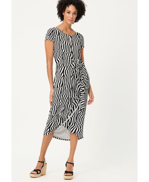 オルセン レディース トップス ワンピース Olsen Women's Modern Zebra Faux Wrap Dress Black ブラック|ReVida 店