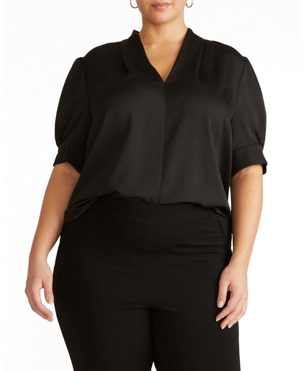 ユニバーサル スタンダード レディース トップス シャツ プラスサイズ サテン Universal Standard Plusize Beatrice Soft Satin Top Black ブラック|ReVida 店