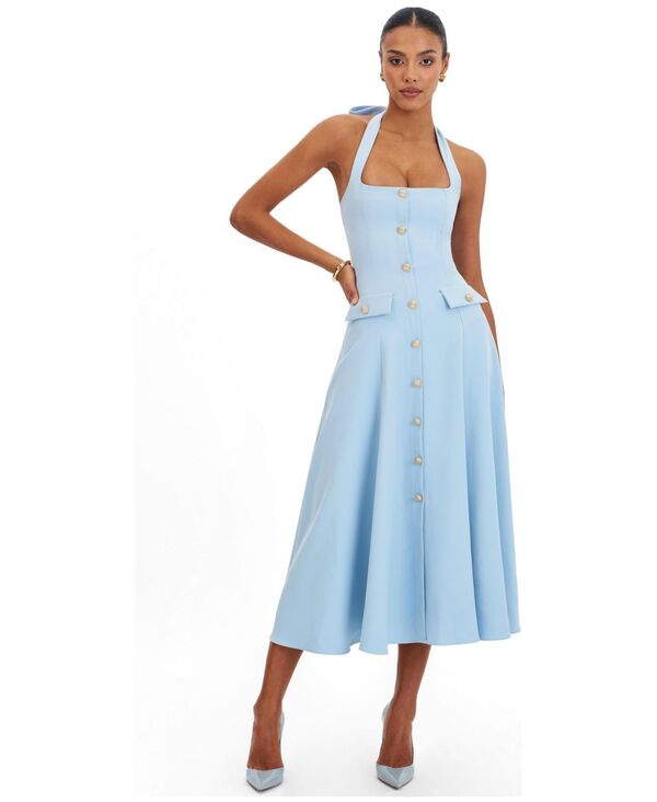 ミスサークル レディース トップス ワンピース A ライン ミディ ホルター Miss Circle Women's Gillian Mist Blue Halter A-Line Midi Dress Mist blue ブルー｜ReVida 店