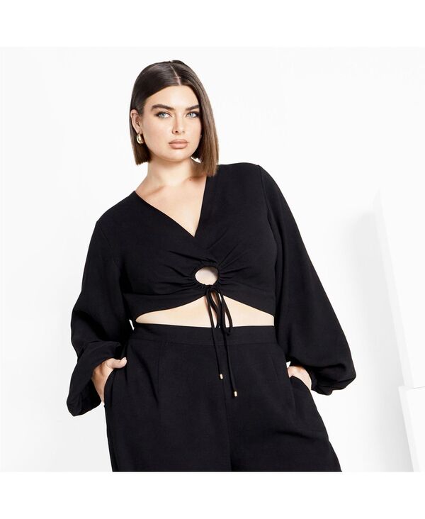 シティーシック レディース トップス シャツ プラスサイズ CITY CHIC Women's Plusize Fiesta Top Black ブラック|ReVida 店