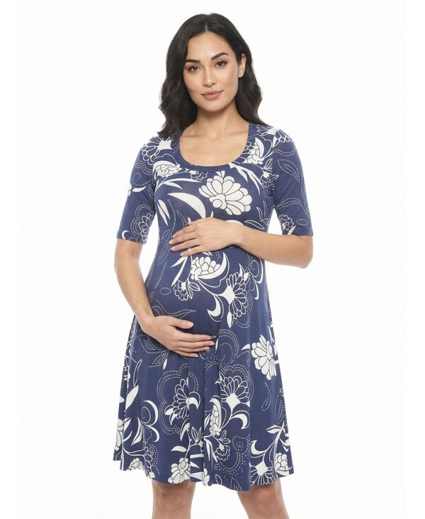 24 セブンコンフォート レディース トップス ワンピース プラスサイズ マタニティ 24seven Comfort Apparel Women's and Plusize Maternity Scoop Neck Skater Dress Print｜ReVida 店