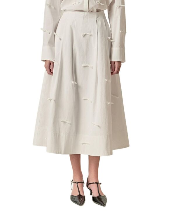 イングリッシュファクトリー レディース ボトムスカート ミディ English Factory Women's Bow Detailed Poplin midi skirt White ホワイト|ReVida 店