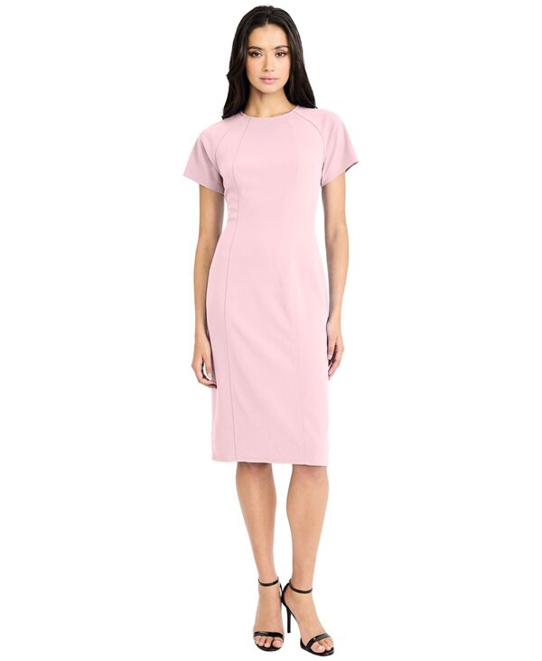 マギーロンドン レディース トップス ワンピース ミディ 半袖 Maggy London Women'short-Sleeve Sheath Midi Dresshell pink ピンク｜ReVida 店 27,820円