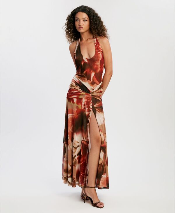 バードット レディース トップス ワンピース メッシュ ミディ ホルター Bardot Women'sariba Halter Mesh Midi Dress BURNTORANG FLORAL｜ReVida 店