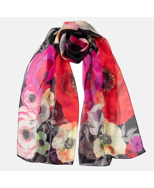 エリザベッタ レディース アクセサリー マフラー・ストール・スカーフ シアー シルク Elizabetta Campo de' Fiori - Long Sheer Silk Scarfor Women Black ブラック｜ReVida 店
