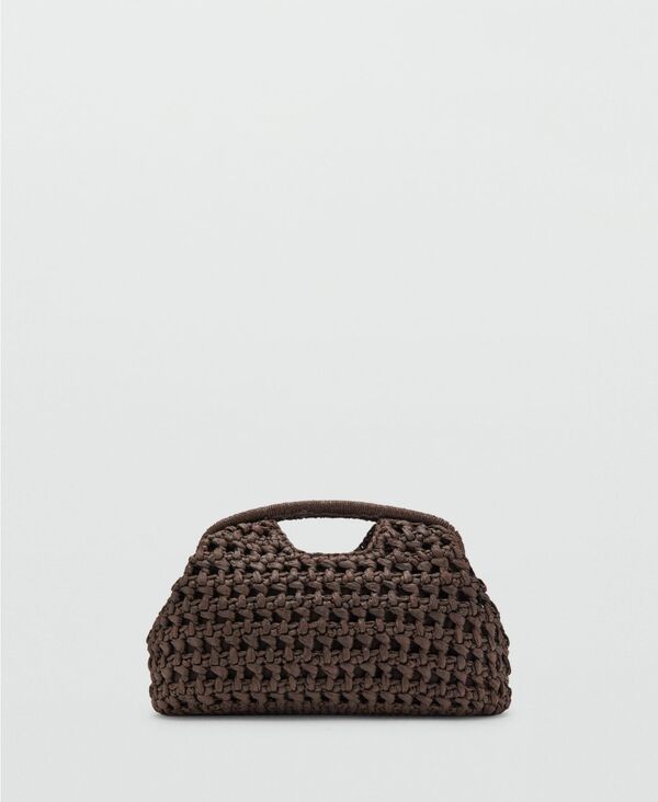 マンゴ レディース バッグ MANGO Women's Natural Fiber Handbag Chocolate チョコレート|ReVida 店