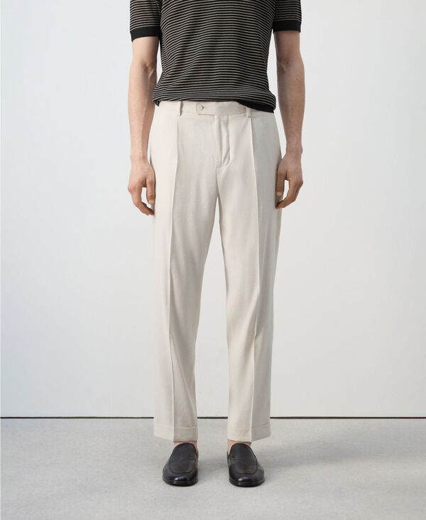 マンゴ メンズ ボトムス カジュアルパンツ MANGO Men's Boston Regular-Fit Suit Pants Ecru エクリュ｜ReVida 店