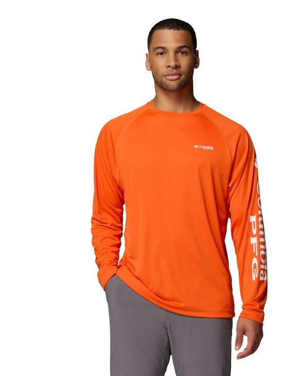 コロンビア メンズ トップス Tシャツ 長袖 Columbia Men's Terminal Tackle Long-Sleeve T-Shirt Spark Orange White Logo ホワイト｜ReVida 店