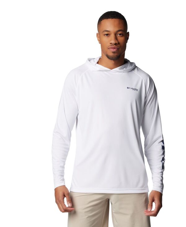 コロンビア メンズ アウター パーカー・スウェット Columbia Men's Terminal Tackle Ultraviolet Protection Factor 50 Hoodie White/Nightshade Logo ホワイト|ReVida 店