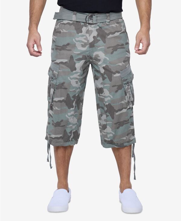 エックスレイ メンズ ボトムス ハーフパンツ・ショーツ トール ショートパンツ Big & Tall XRAY Belted Below Knee Long Cargo Shortsage camo セージ｜ReVida 店
