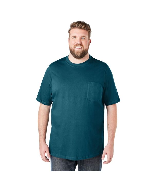 ボルダークリーク メンズ トップス Tシャツ クルーネック トール Boulder Creek Big & Tall by KingSize Heavyweight Pocket Crewneck T-Shirt Midnighteal ティール|ReVida 店